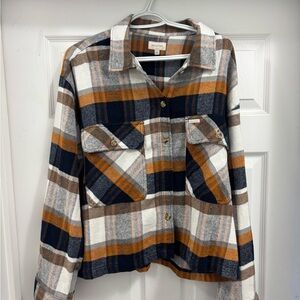 Brixton Orange and Navy Plaid Shirt